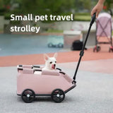 Pink Compact Foldable Pet Stroller for Dogs and Cats Lightweight Travel Pushchair for Small Pets, V888-ELOSUNG13218