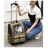 Grey 3-in-1 Pet Carrier Rolling Backpack with Collapsible Design V888-ELOSUNG10818