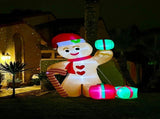 8FT/2.4m Lighted Inflatable Gingerbread Man Christmas Decoration with Candy Cane & Gift Boxes, V1338-WAK0054