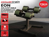 Powertrain Eon Dial Up 72KG Adjustable Dumbbells Pair with Stand - Green DMB-B10-036-GN-2S
