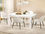1 Artiss Dining Table and 4 Chairs Set White Sherpa DSET-120WH-VEL150-WHX4