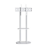 40-75" Heavy Duty Floor Tv Stand W/ Marble Shelf Adjustable Height Mount Bracket V767-U-Z1318-WT