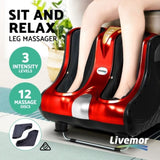 Livemor Foot Massager Massagers Shiatsu Electric Roller Ankle Calf Leg Kneading Red FOOT-MASSAGE-LF03-RD