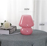 White Striped Retro All Glass Mushroom Table Lamp - American Style Creative Bedside V888-ELOSUNG55170-4