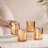 40 Pack Gold Votive Tealight Candle Holders Valentines Day Mercury Wedding Decor Glass Candlestick V382-GOLDS40