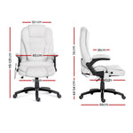 Artiss 8 Point Massage Office Chair Heated Seat Recliner PU White MOC-09M-WH