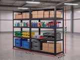 Giantz 2-Rack Garage Shelving 1.6X0.8m MDF Warehouse Shelves Storage Rack Black WR-E-8X16-BKX2