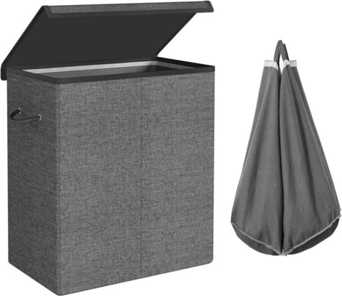 SONGMICS Linenette Fabric Laundry Hamper 142L Dark Grey V227-8498263003160