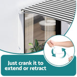 Instahut Retractable Folding Arm Awning Manual Sunshade 5Mx3M Grey White AWN-B-ARM-50X30-GRWH