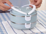 Two-layer circular lunch boxes, stainless steel insulated lunch covered storage V1105-YACH-001