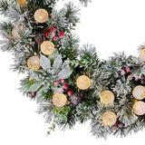 Christabelle Stunning 61cm Snowy Christmas Wreath with LED Lights Crown Pine Baubles Front Door 112_SENCR104
