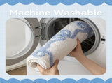Blue Scalloped Bath Mat - Cute Bow Bathroom Rugs Small Non Slip Bath Mat, Soft & Absorbent Bath Rugs V1258-DP02-C-559