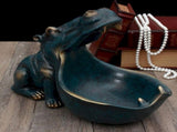 Desktop Ornament ,Hippo Statue Home Resin Hippopotamus Figurine Fun Candy Dish Key Bowl Big Mouth V1192-AZ-W-27854
