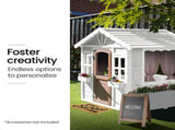 ROVO KIDS Cubby House, Wooden Outdoor DIY Timber Cottage Style Playhouse, for Children V219-PLYCBHRV1WTA