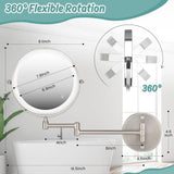 8 Inch Wall Mounted Makeup Mirror with Lights, 3x/10x Magnification, Dimmable 3 Light Modes, 360&deg V1188-MS-325-0324