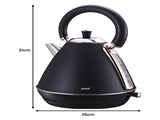Pronti Breakfast Set with Rose Gold Kettle & Toaster with 1.2L Espresso Machine - Black KT-TS-850D-BK