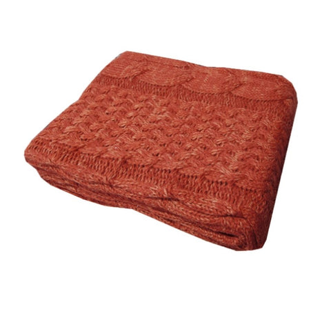 Cable Red Knitted Throw Rug V442-ATX-THROW-CABLE-RED-RE