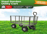 Wallaroo Steel Mesh Garden Trolley Cart 300kg Capacity Wheel - Hammer Grey GMC-H38-HM
