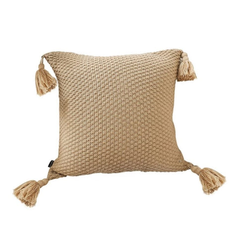 SOGA 50CM Light Brown Pillow with Tassel Accents, Rizzy Transitional Cover Throw Pillow FRENCHCUSHION202