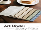 Beige Placemats Set of 6 - Heat Resistant Non-Slip Place mats for Dining Table, Washable Durable PVC V1258-DP02-C-1304