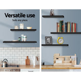 Artiss Floating Wall Shelf Set of 3 Black FURNI-WALL-SHELF-BK