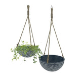 Set 2 Nested Hanging Dimple Planters w Rope 30cm V637-13314PLN