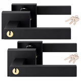 Matte Black Privacy Door Lever Handles with Keys, 2 Pack Heavy Duty Interior Door Lockset, V1181-HI011-2-BK-1