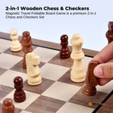 Social Hike Wooden Chess & Checkers 2 in 1 Magnetic Travel Foldable Board Game V238-SUPDZ-41113523159120
