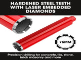 BAUMR-AG 1800W 120mm Handheld Core Drill & 76mm Diamond Drill Bit Combo, for Concrete Coring Hole V219-DRLCREBM12H-76