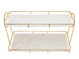 2 Tier Cosmetic Storage Shelf Large Capacity Waterproof Gold Metal Storage Shelf Rack for Bathroom V1294-YM0523-3112220030711