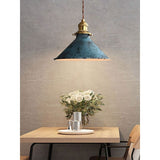 Nordic Retro Metal Cage E27 Pendant Ceiling Light Blue Industrial Chandelier, 8.27in Diameter V1237-ZY-522-0065