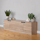 BUCHAREST TV UNIT- NATURAL OAK - FLUTED - PULL BLACK V164-ECS12SF03B