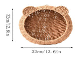 Cute Bear Ear Wall Hanging Basket, Hand Woven Paper Rope Storage Organizer, Multifunctional Wall V1369-AZ3-W-15355