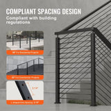 VEVOR Cable Railing Post, 36" x 1" x 2" Steel L-Shaped Hole Corner Railing Post, 10 Pre-Drilled V952-1JZLGZHS9142UYBR4V0