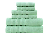 Green Luxury Cotton Towel Set - 6-Piece Ultra-Soft Bath, Hand, and Washcloth Set V888-ELOSUNG15842