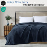 Ardor Teddy Navy Ultra Soft Cozy Fleece Blanket Queen V442-INT-BLANKET-TEDDY-NAVY-QS