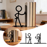 Metal Bookends,Black Human Shaped Book Holders with Non- Base,Decorative Sturdy Book Stopper for V1369-AZ3-W-14132