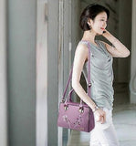 Flower Embroidery Women's Shoulder Bag PU Leather Tote V1263-JX-3490