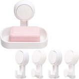 5 Pack Suction Cup Storage Baskets, Drill-Free Wall Organisers for Soap, Towels, Toiletries, Kitchen V1189-LC-AMZ-00272