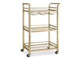 Artiss Kitchen Island Cart Trolley Rolling Serving Storage Wine Glass 43cm Gold FUR-Z-BC-GLASS-43