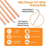 15% Silver Brazing Rods,Silver Solder HVAC Welding Rod Kit, 40 Pcs 10 Inch Flux Coated Brazing Rods V1366-AZ2-W-14547
