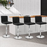 Artiss 4x Bar Stools Padded Leather Gas Lift Black BA-K-710N-BKX4