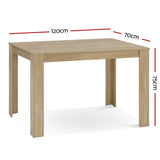 Artiss Dining Table Rectangular 4 Seater 120CM Oak Natu FURNI-N-TAB120-WD