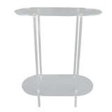 Clear Side Table Acrylic 2 Tier Oval Modern Detachable Nightstand End Table for Living Room Office V1294-YM0901-3116240024711