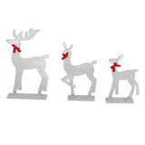 3pcs Lighted Christmasation Deer Home Warm White Light Iron LED Reindeer Family Set Tabletop V1294-YM0710-3115230130012