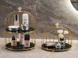 Gold and Black Elegant 2-Tier Gold Birdcage Cosmetic Organizer - Wrought Iron Countertop Storage V888-ELOSUNG27986
