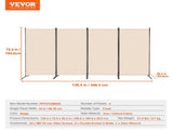 Room Divider, 4 Panels Room Divider, Folding Privacy Screen and Portable Partition Divider for Room V952-BLFWFGQ4MB348QKQ9V0