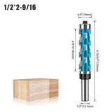 Double Bearing Spiral Flush Trim Router Bit 1/2" Shank - Solid Carbide Blade with Teflon Coating, V1107-145-50122-BLU3