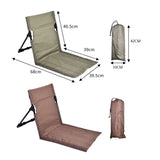 Portable Folding Beach Chair - Reclining Outdoor Seat 68x39.5x40.5cm with Carry Bag in brown V888-ELOSUNG25183