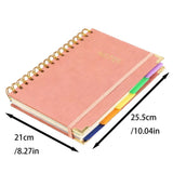 Spiral College Ruled Notebook 5 Subject, 150 Sheets 10.04" x 8.27" Large Vegan Leather Cover V1366-AZ2-W-19828